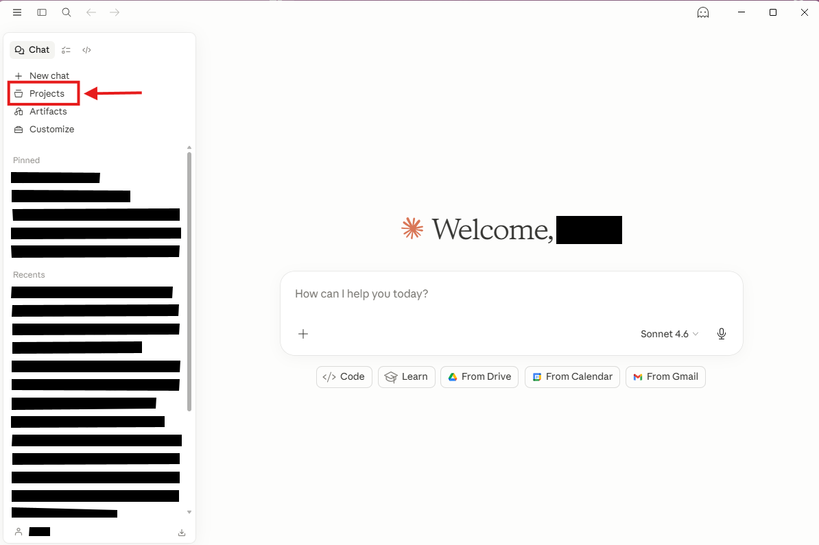 Claude Project settings panel with custom instructions filled in